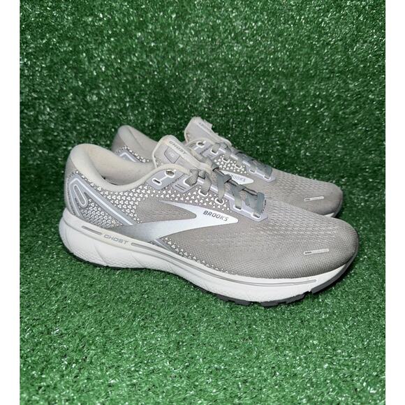 Brooks Ghost 14 Women’s Size 9.5 B Gray White Running Shoes Athletic Sneakers - Picture 1 of 13